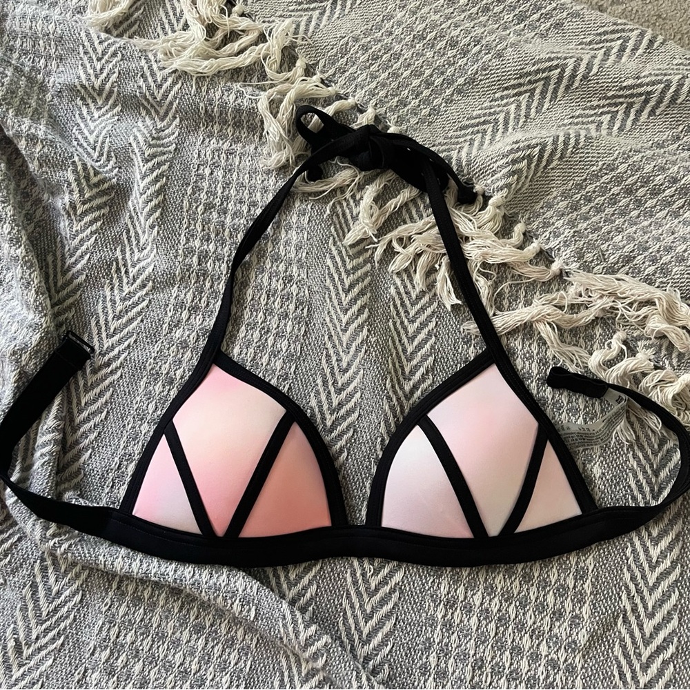 PINK Victorias Secret Color Block Pink Triangle Halter Bikini Swim Top Bra Sz S